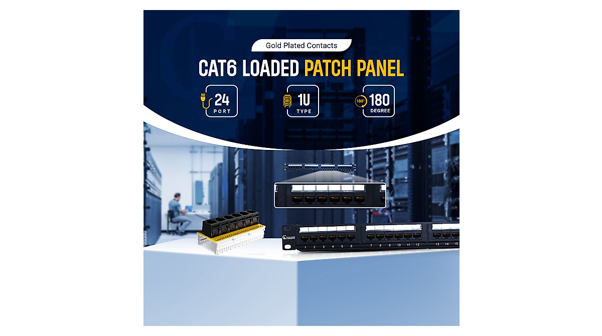 NewYork Cables Cat6 24-Port Patch Panel - 19 Inch Rack Mount
