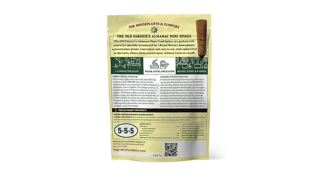 Old Farmer's Almanac Plant Food Mini Spikes – NPK 5-5-5