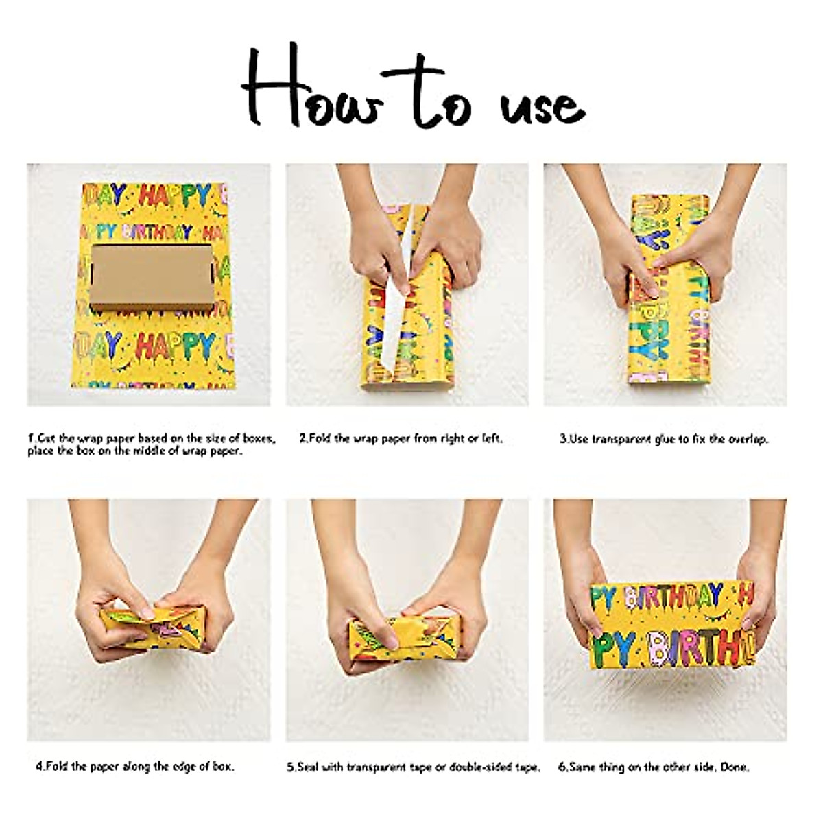 Colorful Cartoon Birthday Wrapping Paper Set for All Ages