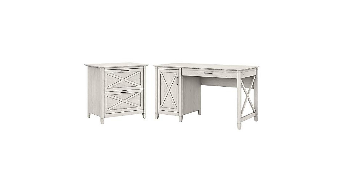 Bush Furniture Key West 54W Desk & File Cabinet