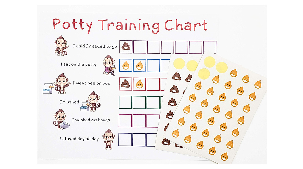 Potty Training Sticker Chart with Monkey Design - Fun Reward for Kids