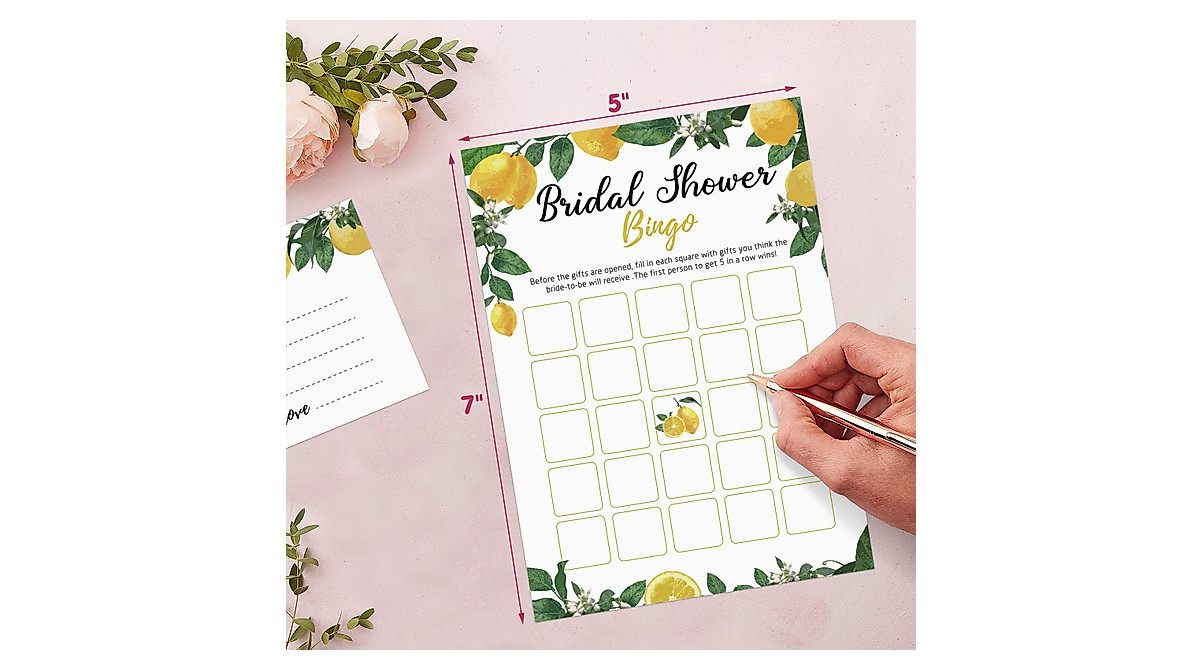 Lemon Bridal Shower Game Set with Sash - Fun Activities for 50 Guests
