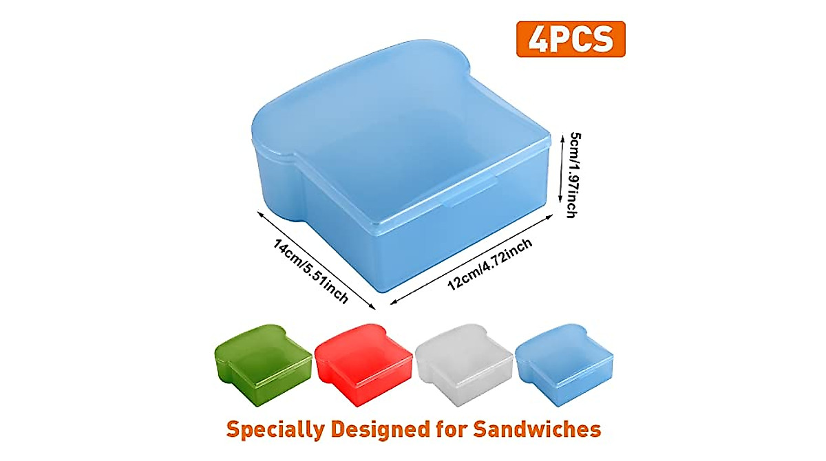 Abnaok 4PCS Sandwich Box Set - Microwave & Freezer Safe