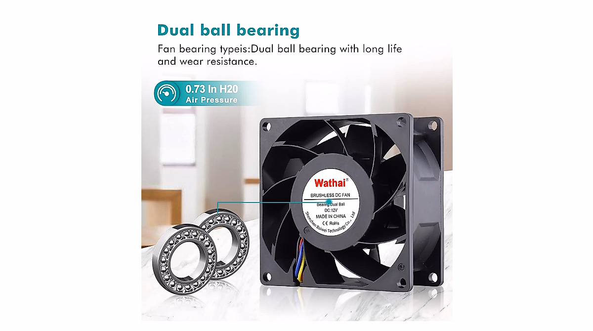 Wathai 80mm High Static Pressure PC Fan 12V PWM for CPU & GPU Cooling