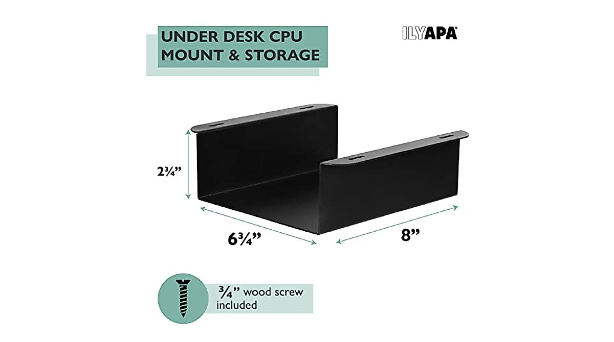 Ilyapa Under Desk CPU Shelf - Heavy Duty Steel Mount for Home & Office