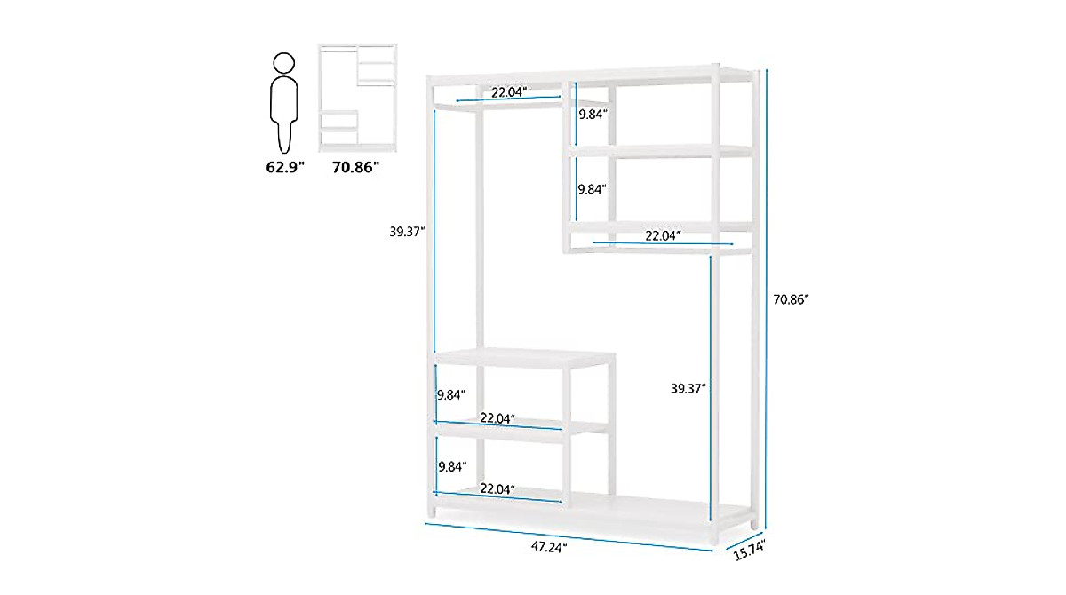 Tribesigns Free-standing Closet Organizer with 2 Hanging Rods