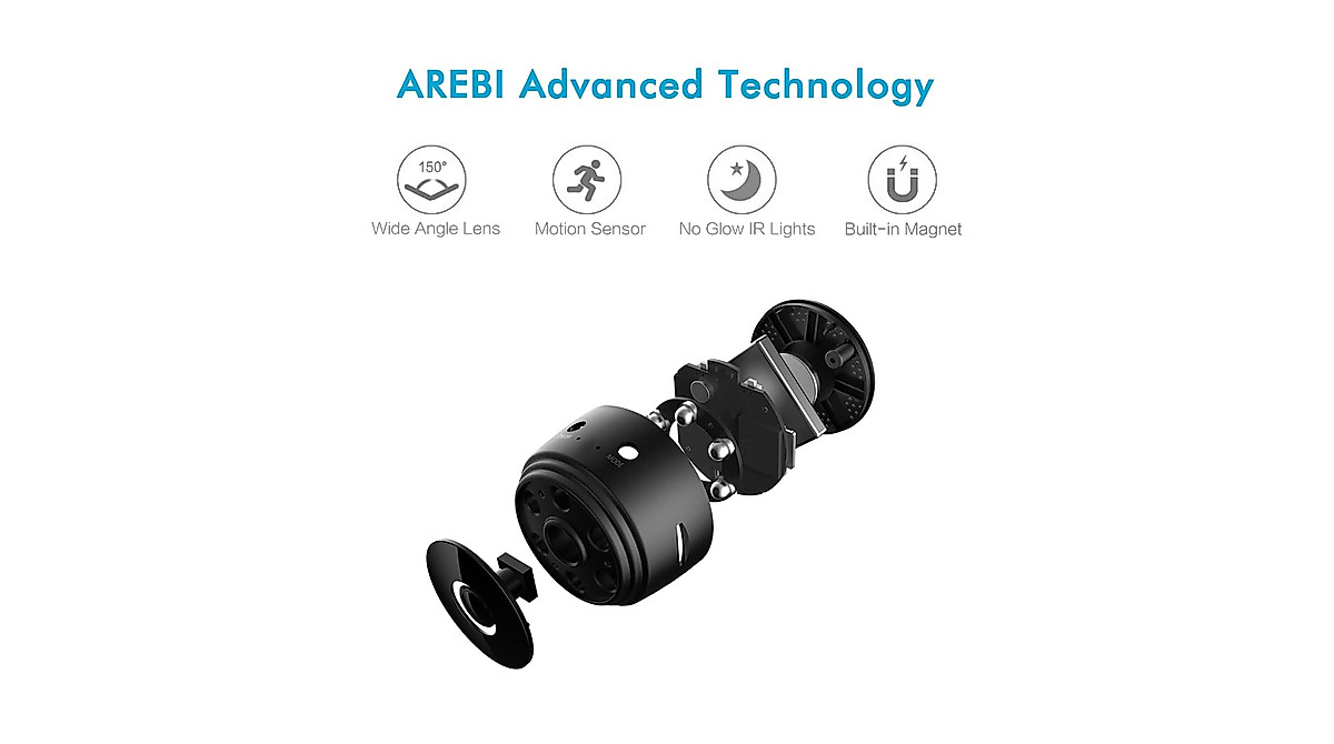 AREBI Hidden Cameras - 1080p HD Wi-Fi Mini Spy Camera for Home & Security