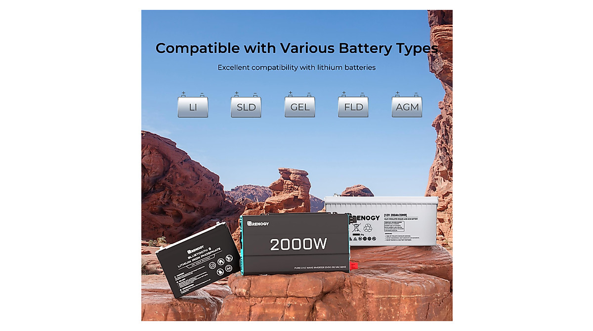 Renogy 300W Monocrystalline Solar RV Kit + 2000W Pure Sine Wave Inverter