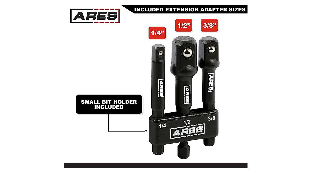 ARES Impact Grade Socket Adapter Set - Converts Drills to Socket Drivers