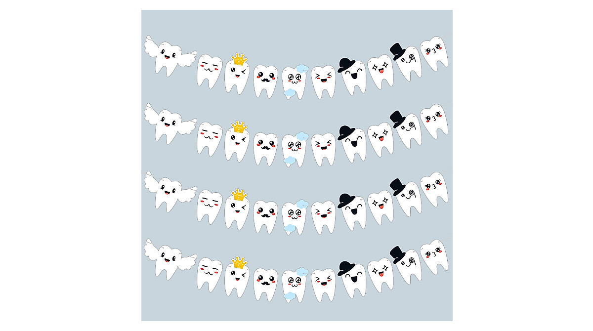 Cute 4-Piece Tooth Banner Decor for Parties