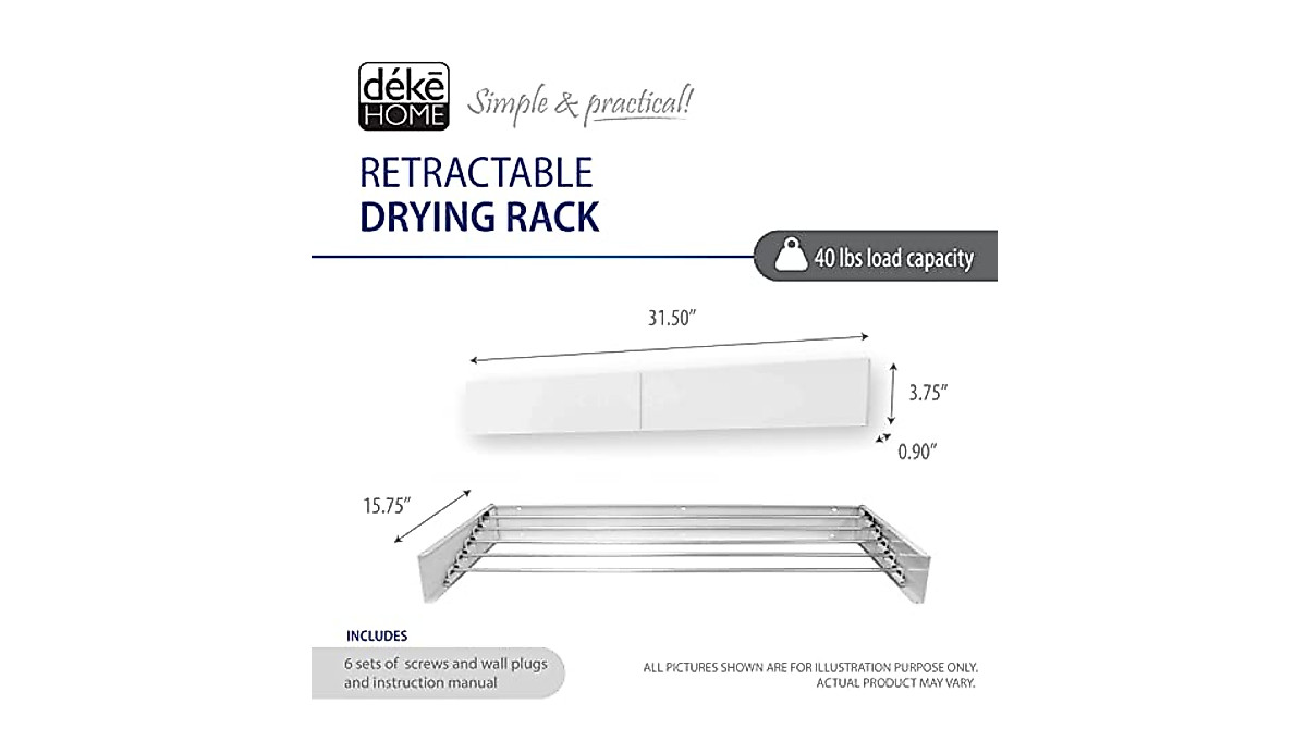 Wall Mounted Retractable Drying Rack - Space Saver Laundry