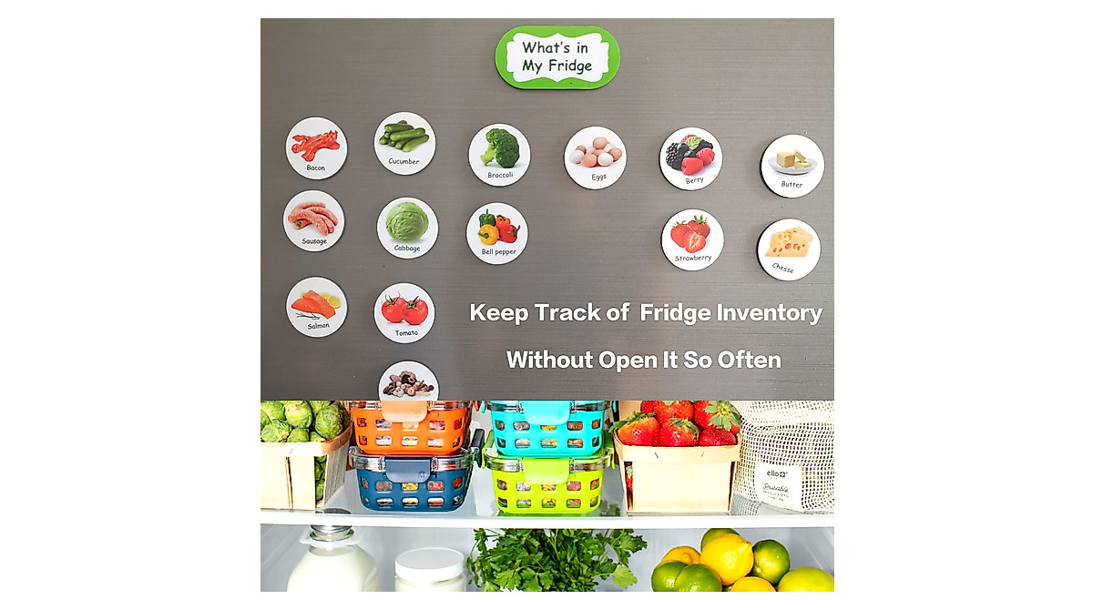 M MORCART Food Magnets for Fridge | Visual Shopping & Organization