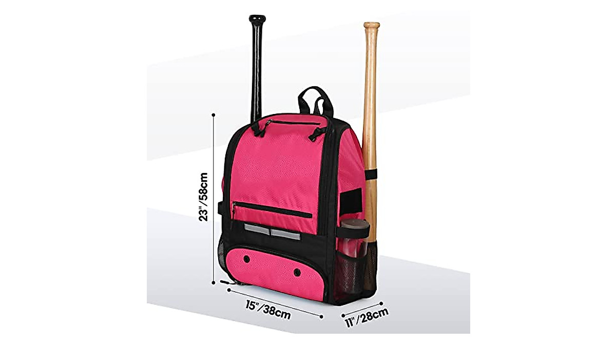 Pink Baseball Softball Bag with Shoe Compartment & Fence Hook