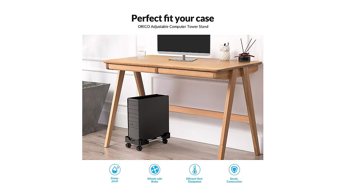 ORICO Mobile CPU Stand with Wheels - Fits Most Computer Towers
