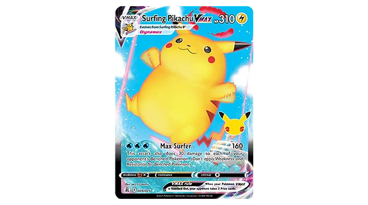 Surfing Pikachu VMAX - 25th Anniversary Full Art Rare