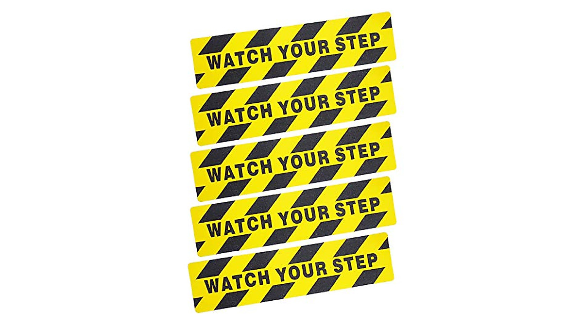 5 Pieces Anti-Slip Watch Your Step Warning Stickers