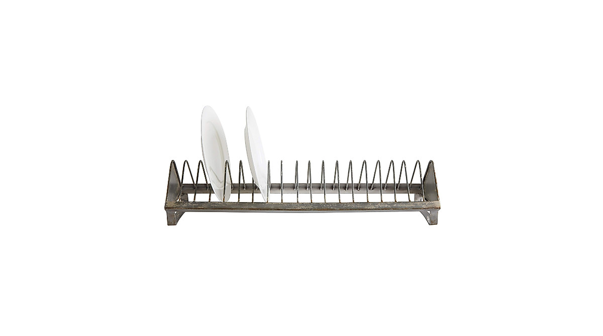 Creative Co-Op Rustic Metal Dish Rack with 18 Slots | Farmhouse Decor