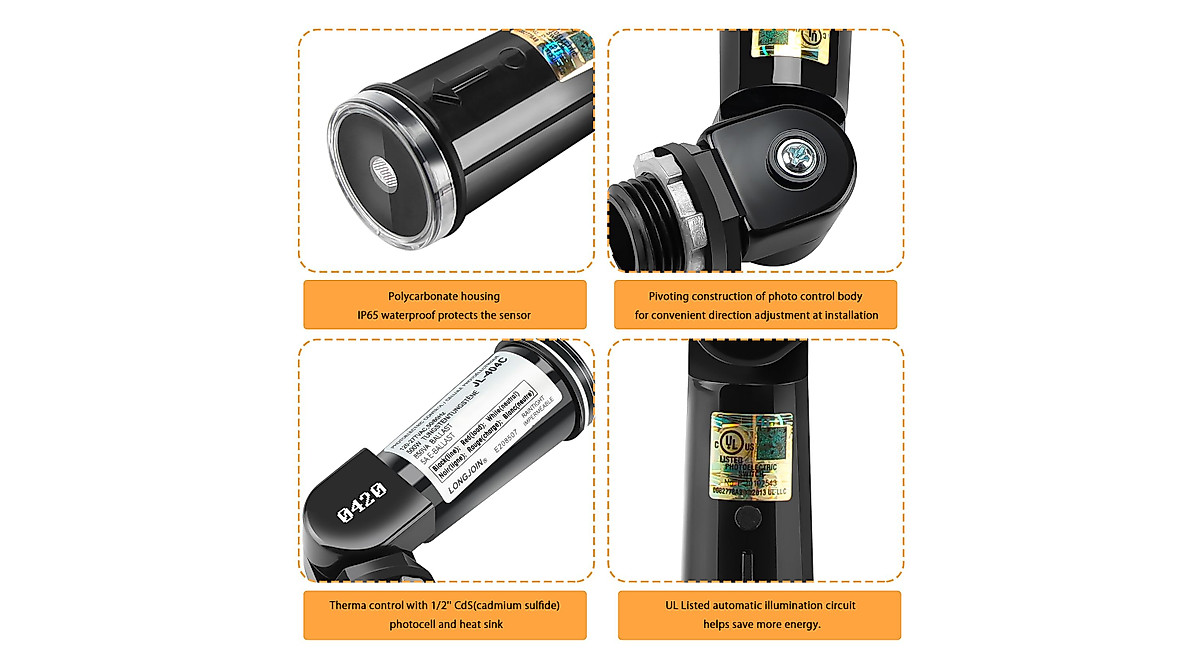 Outdoor Lighting Control with Photocell - 2 Pack