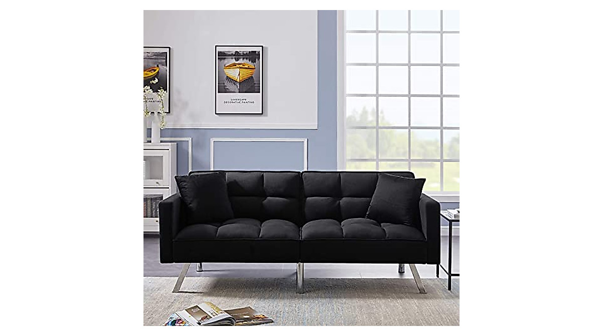Olela Sleeper Sofa Bed - Modern Convertible Futon Couch in Black