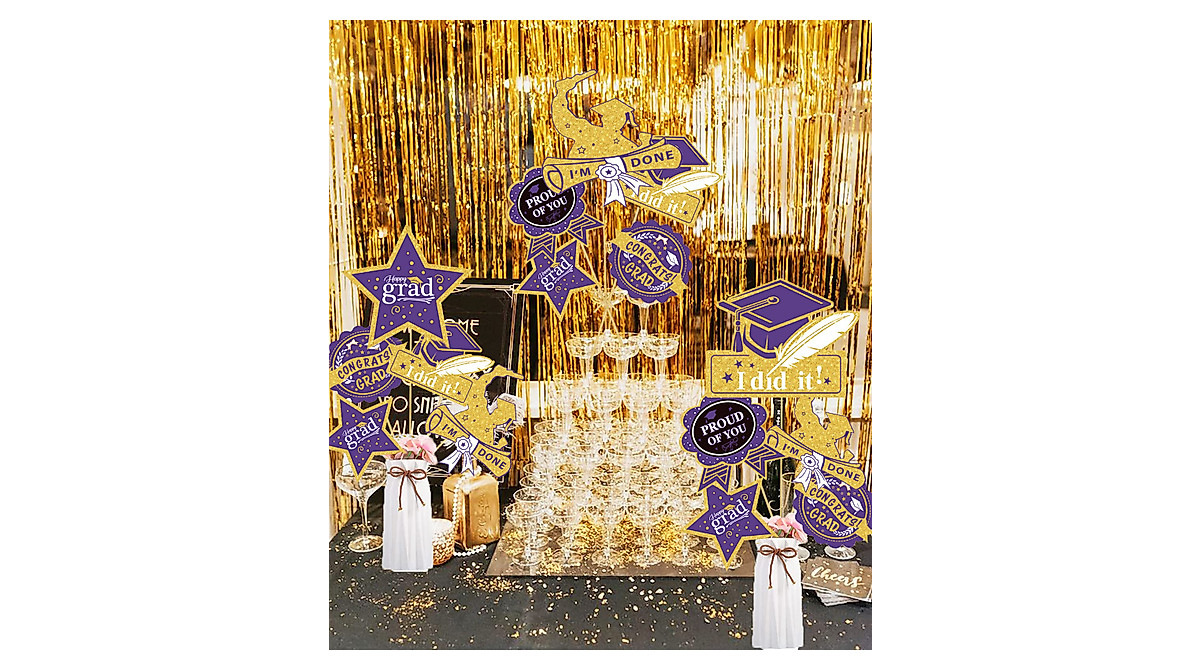 Purple Gold Graduation Decorations for Class of 2024