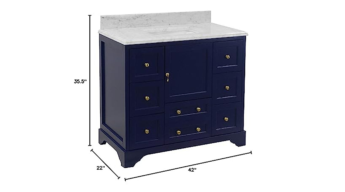 Madison 42-Inch Bathroom Vanity with Carrara Marble Top | Royal Blue