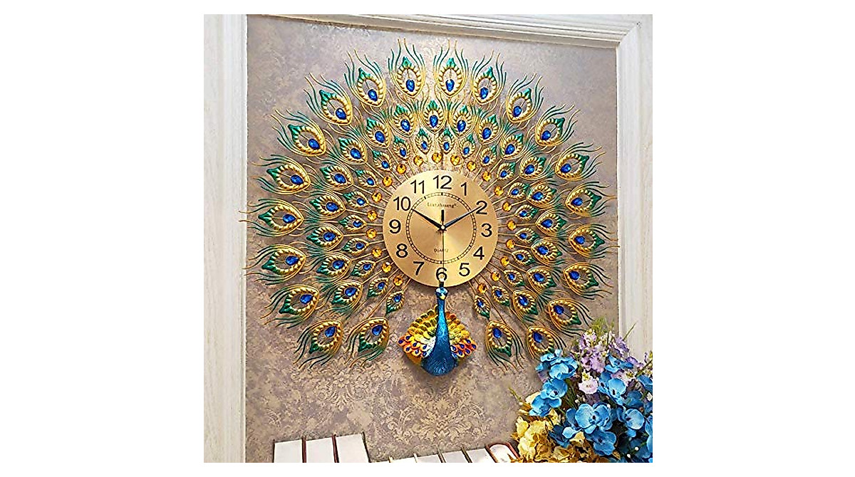 Elegant Peacock Wall Clock for Your Living Room