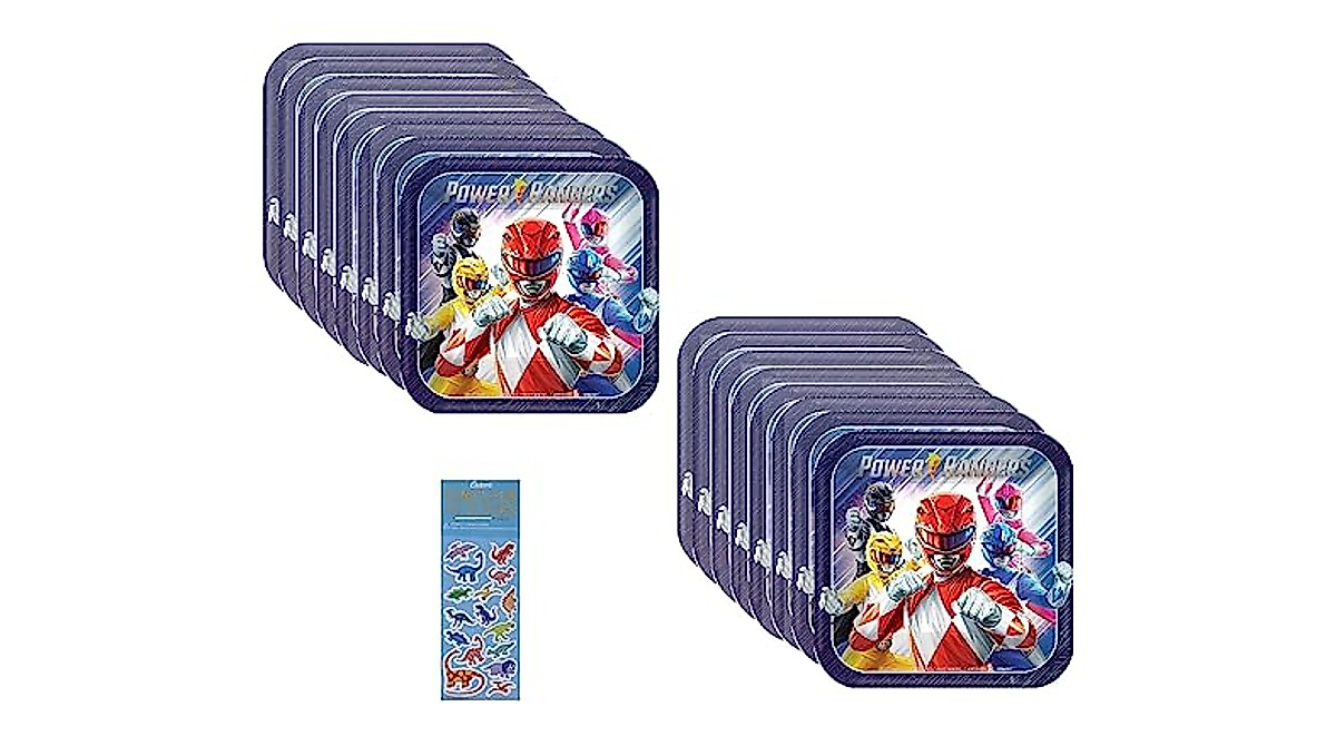 Power Rangers Birthday Party Supplies - Plates & Stickers