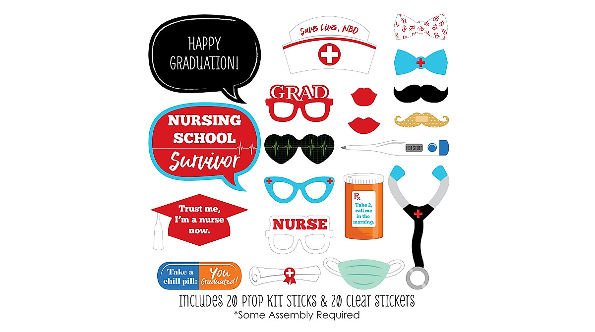 Nurse Graduation Photo Booth Props Kit - 20 Count