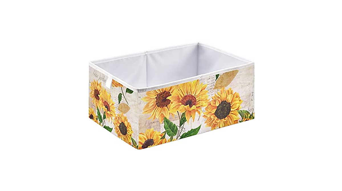 Retro Sunflower Storage Baskets - Stylish & Functional