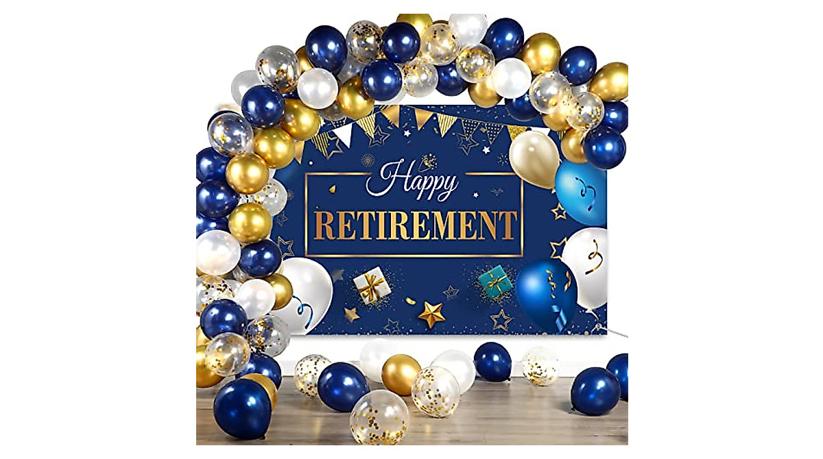 Retirement Party Decorations Navy Blue & Gold - Easy DIY Setup