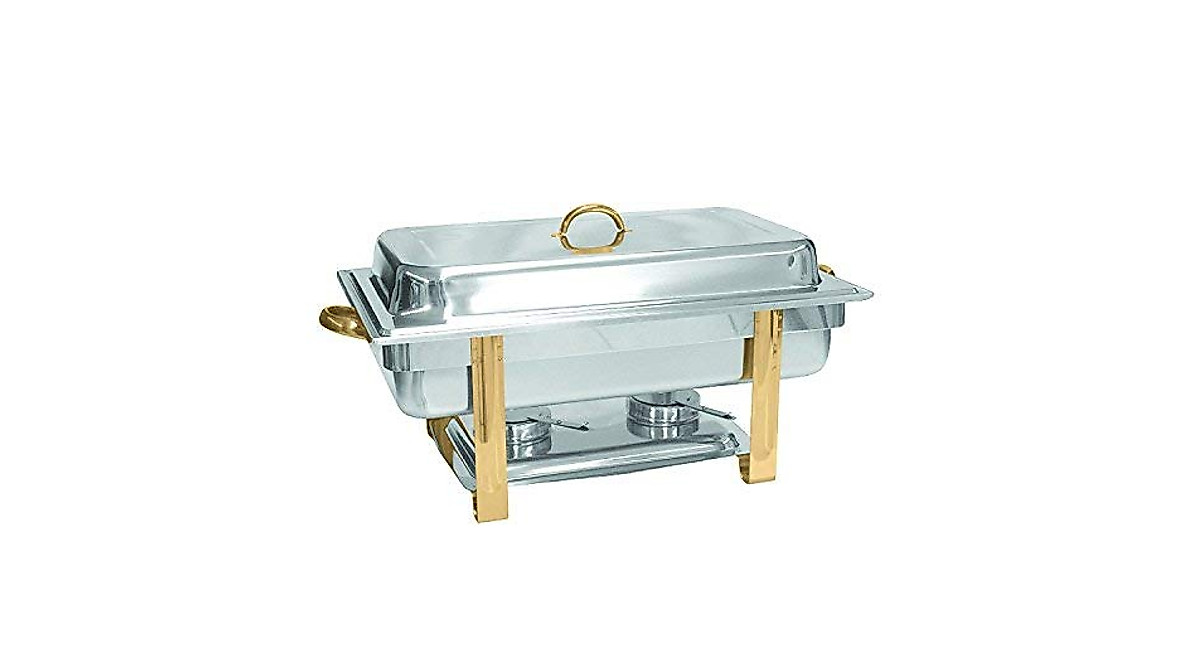 Tiger Chef 2-Pack 8 Quart Buffet Chafing Dish Set with Gold Accents