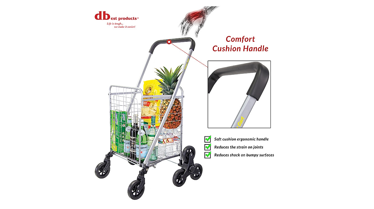 Dbest Products Stair Climber Cruiser Cart - Silver Folding Utility Cart With 6 Wheels