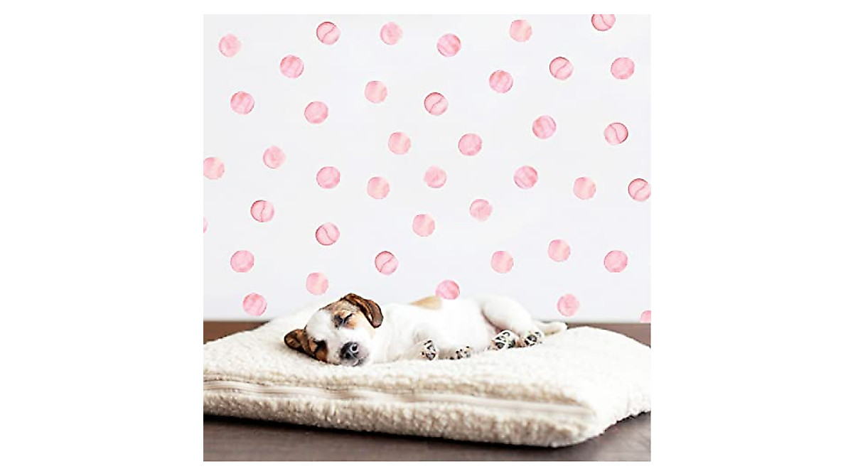 Removable Pink Polka Dot Wall Decals for Kids Rooms