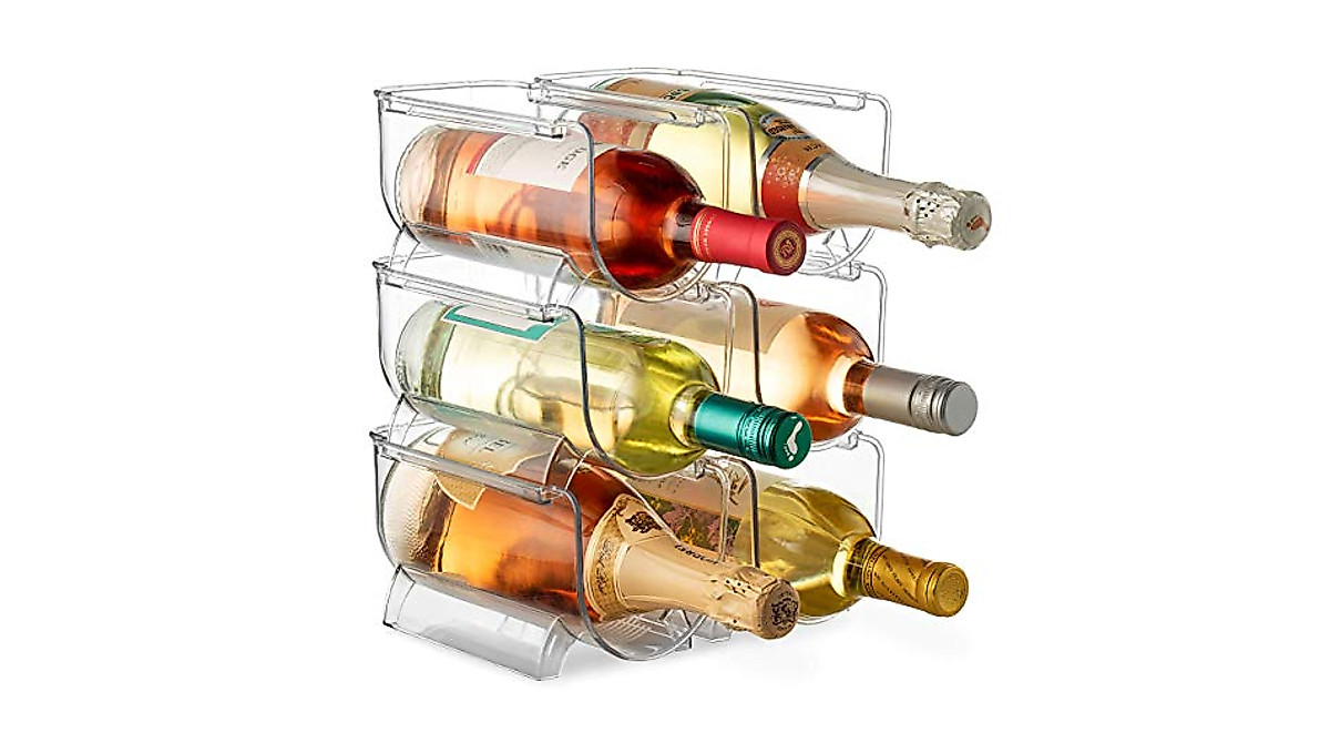 Stackable Wine & Bottle Organizer - Clear BPA-Free Plastic Rack