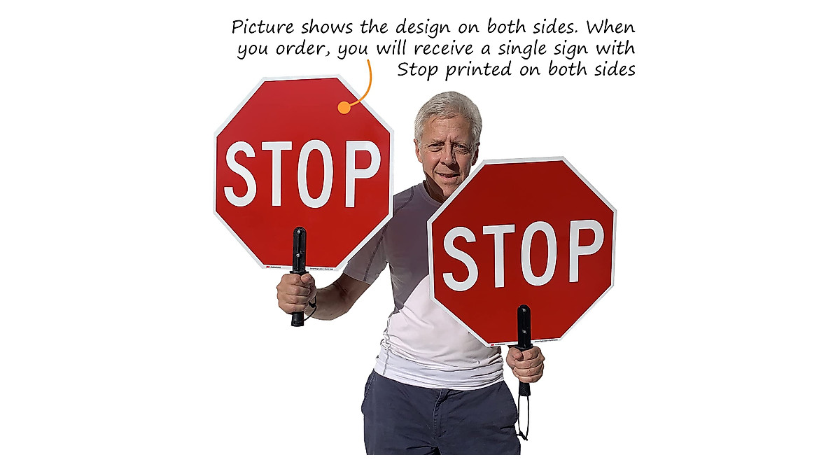 SmartSign 18x18” Stop Paddle Sign | Reflective & Lightweight