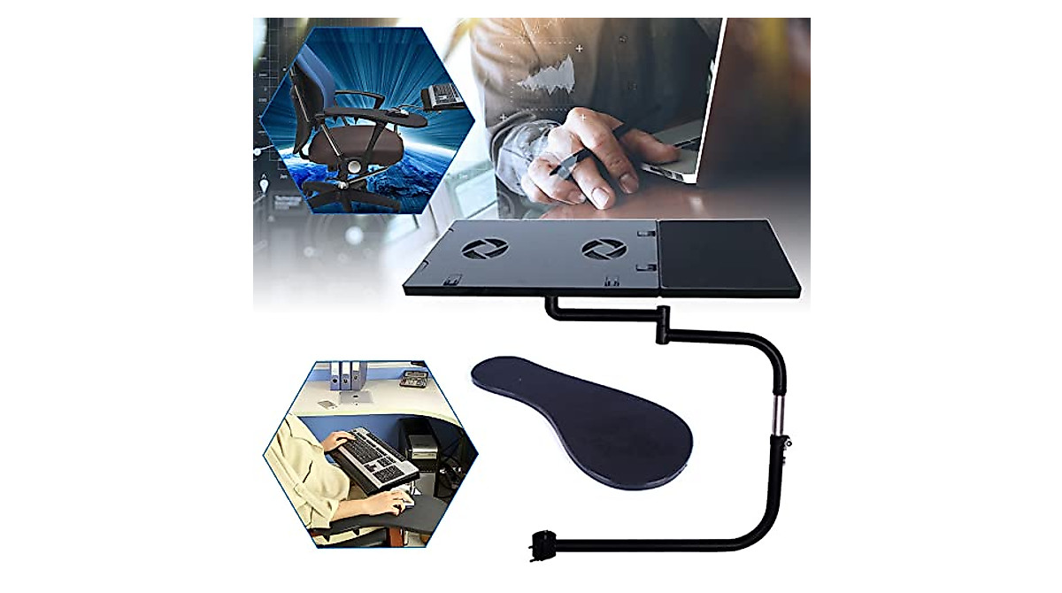 Cutycaty Chair Keyboard Tray - Ergonomic Laptop Stand with USB Fan
