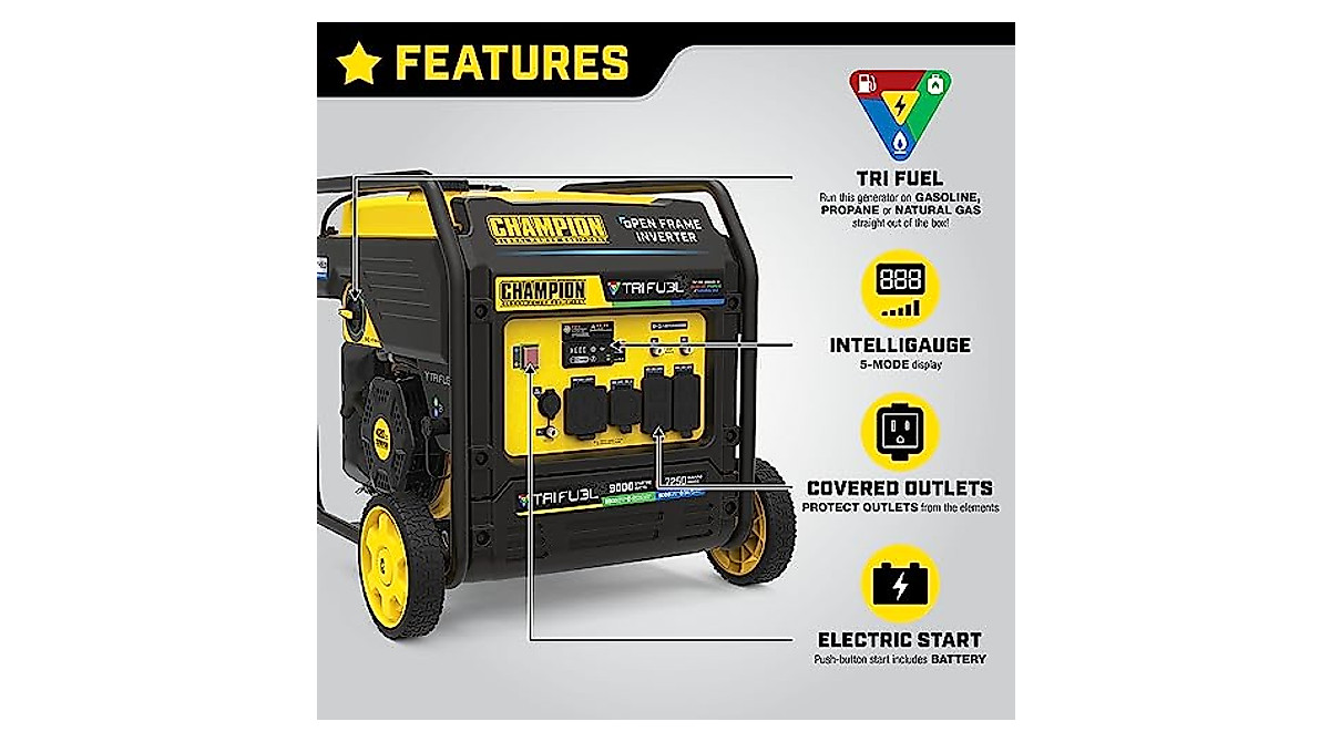 Champion 9000-Watt Tri-Fuel Generator with CO Shield