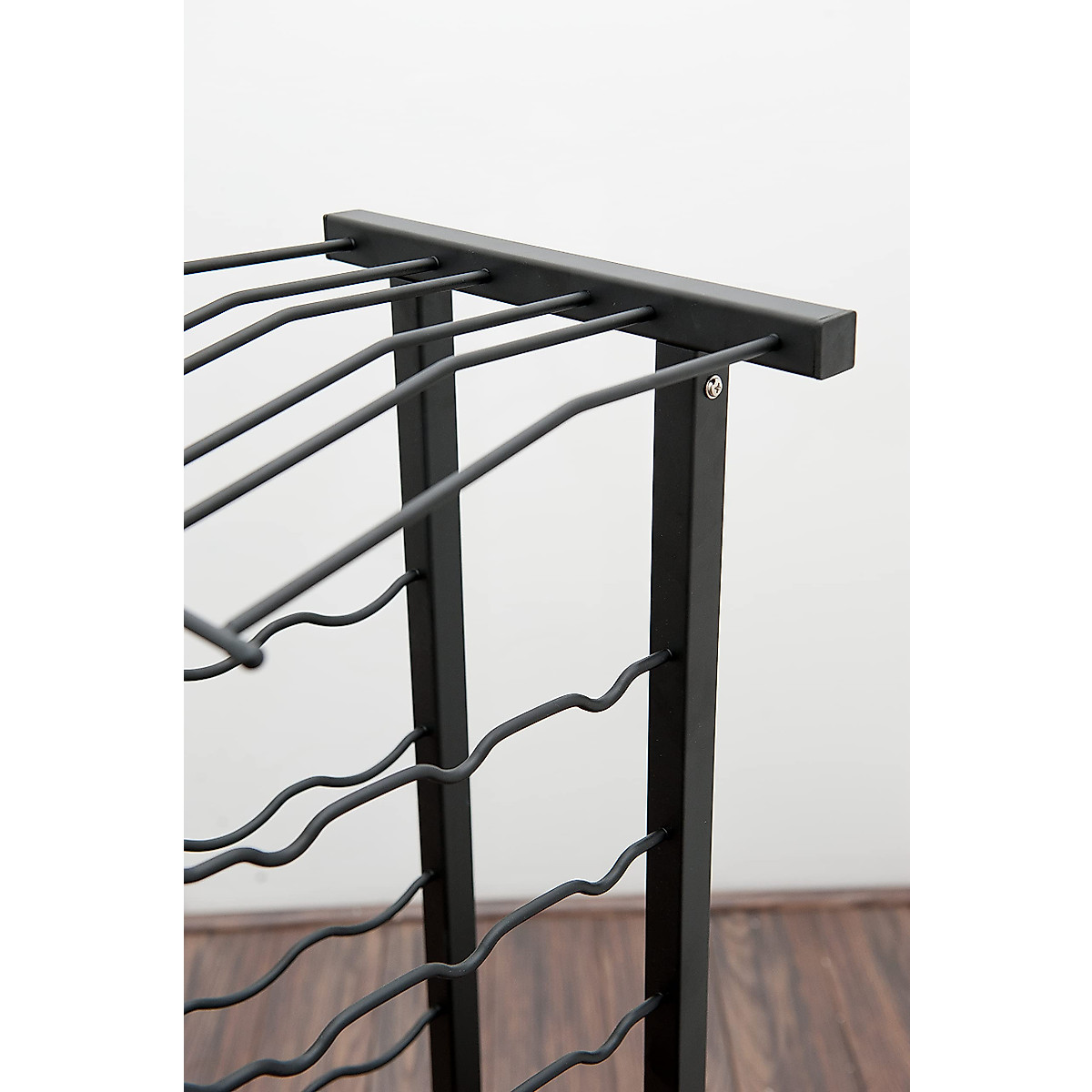 VintageView 27 Bottle Floor Wine Rack - Modern Black Display