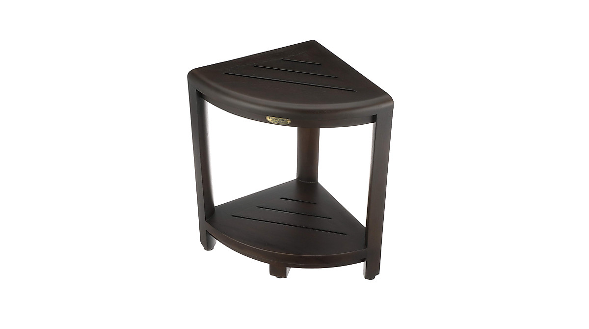 EcoDecors Teak Corner Shower Stool - Compact & Durable
