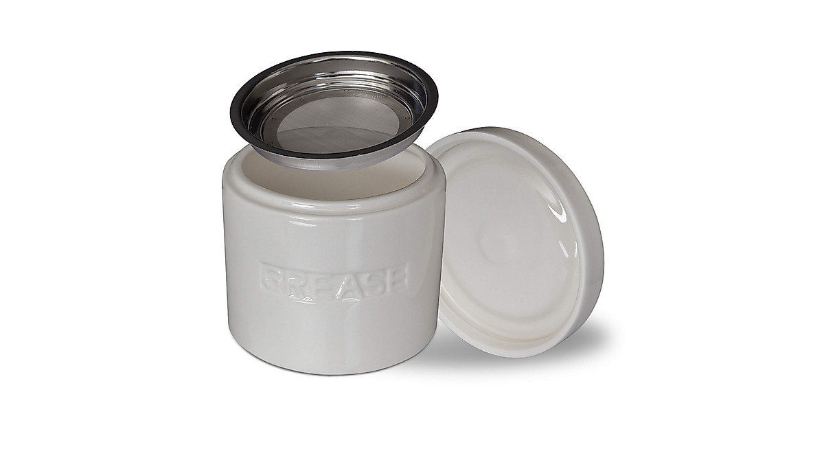 Ceramic Grease Keeper with Stainless Steel Strainer