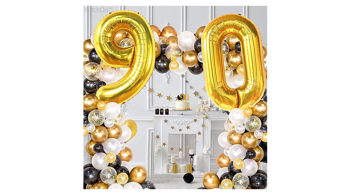 KatchOn Big Gold 90 Balloon - Perfect 90th Birthday Decor