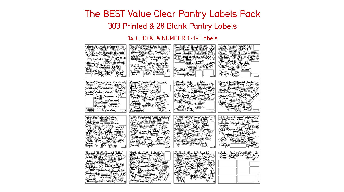 377 Clear Cursive Pantry Labels - Organize Kitchen & Storage