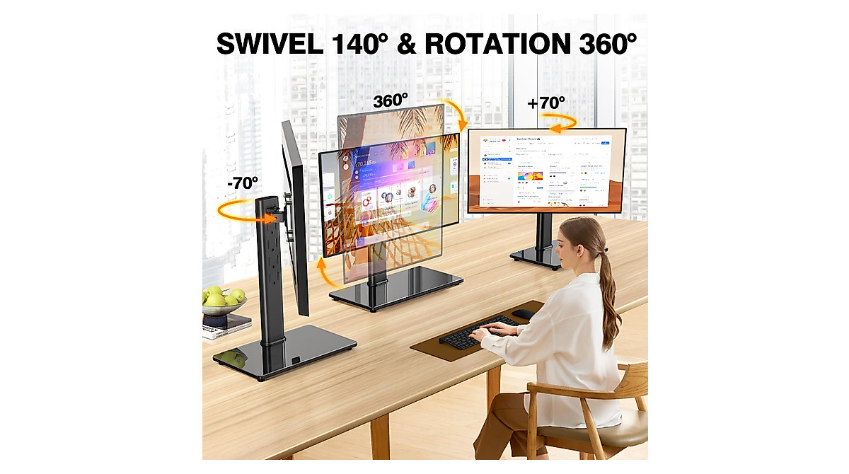 Single Monitor Stand VESA Mount for 13-32 Inch Screens, Free-Standing ...