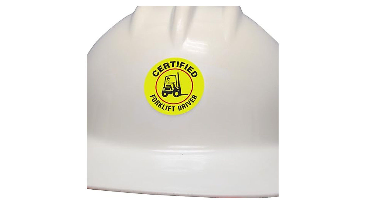 Certified Forklift Driver Hard Hat Labels - Pack of 5