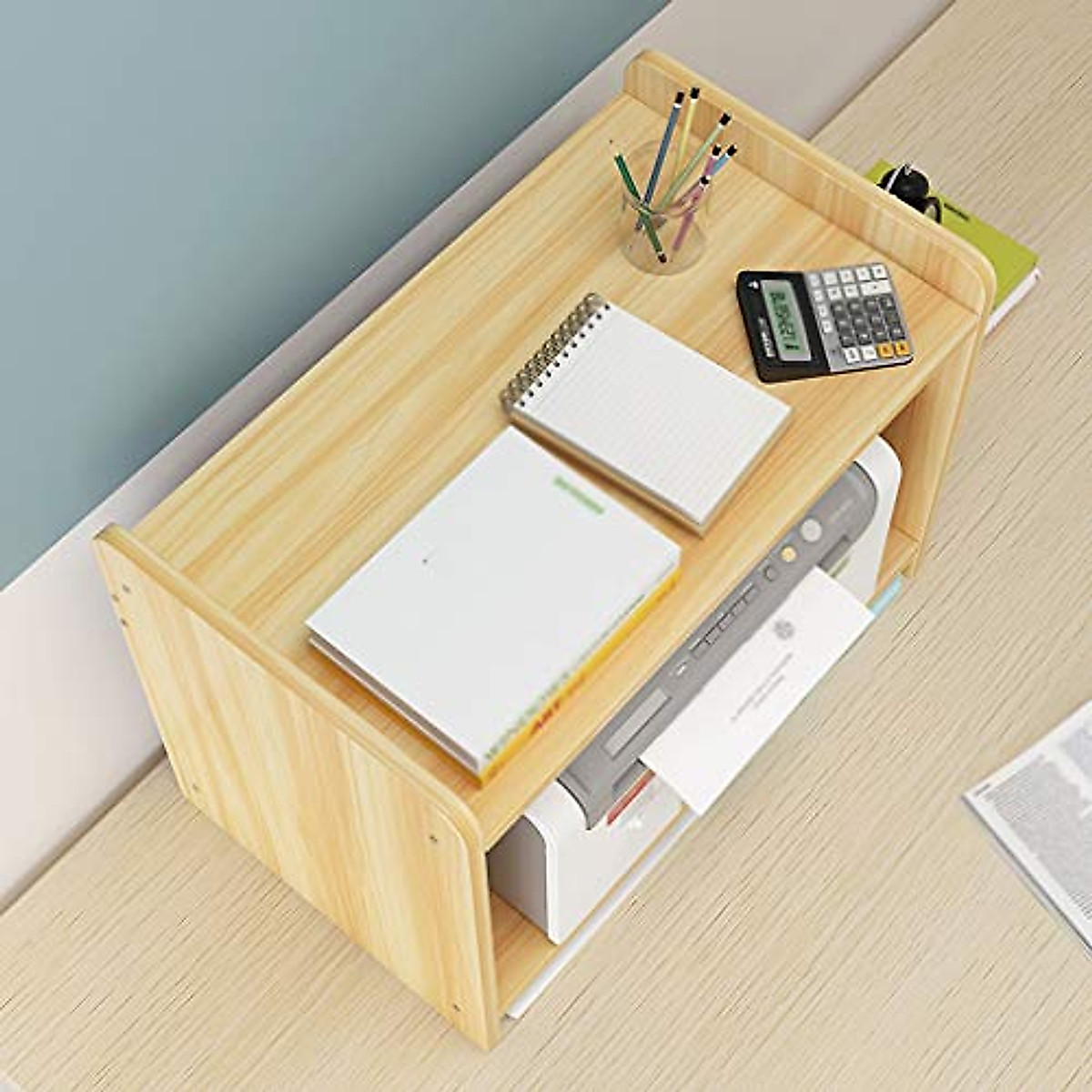 MUMUJIN 2-Layer Storage Rack for Desk, Printer & Book Organization