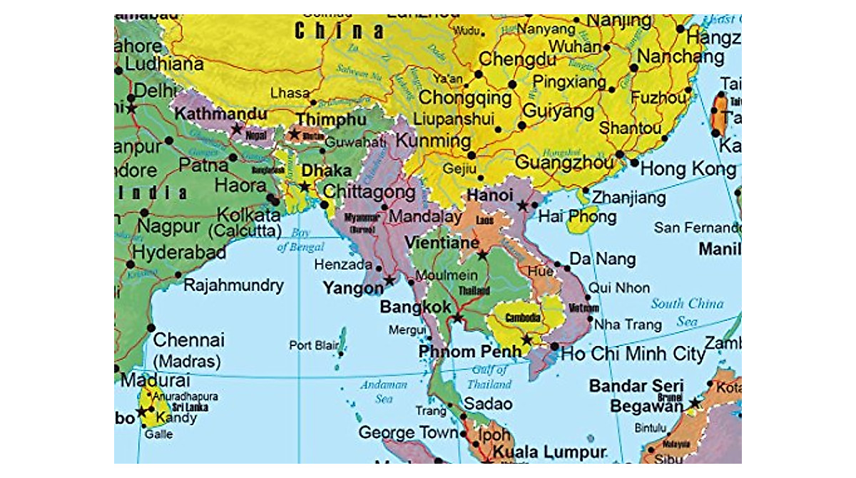 Swiftmaps Asia Wall Map GeoPolitical Edition - Durable 3D Political Map
