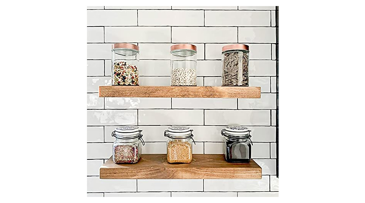 URBANDI Rustic Floating Shelves Set of 2 | Heavy-Duty Wall Mounts