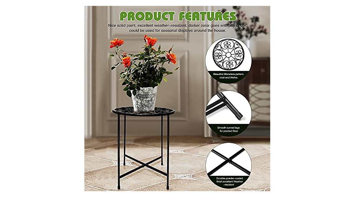 Elegant 2-Pack 15-Inch Metal Plant Stands for Indoor & Outdoor Use
