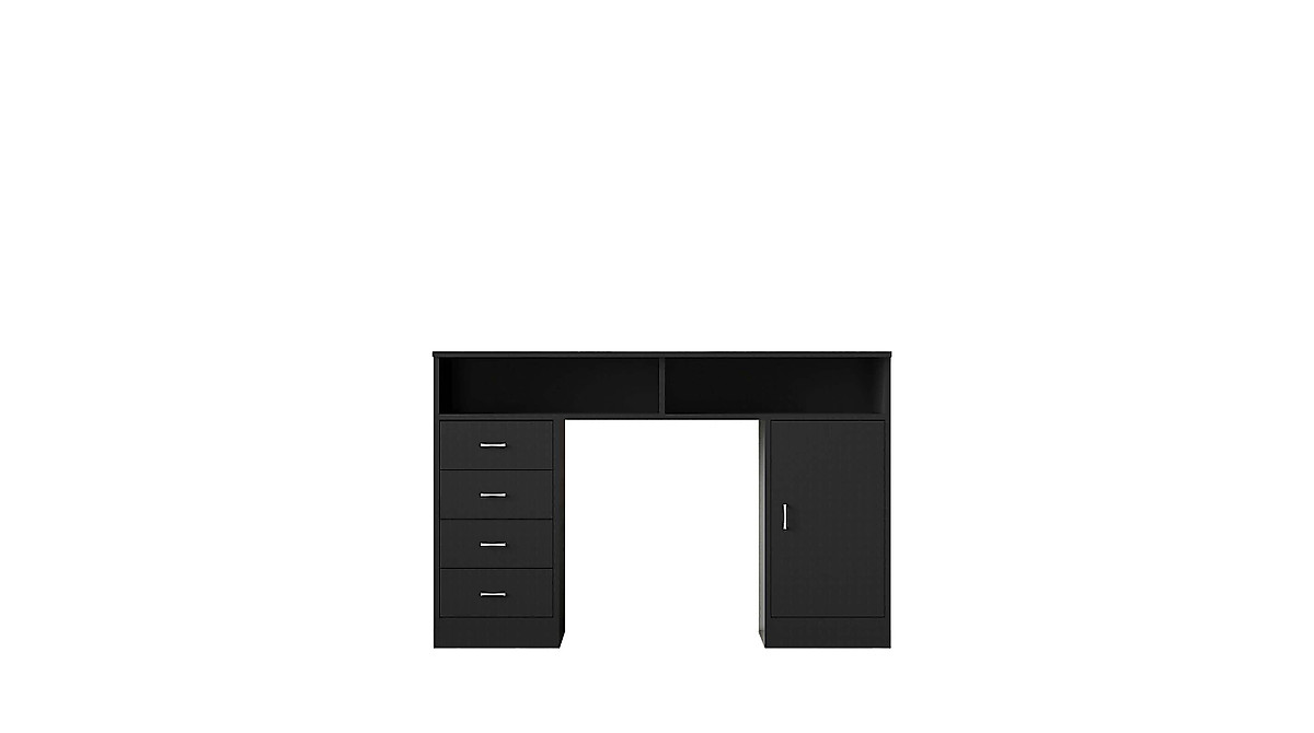Karl home Black Computer Desk: Storage & Small Space Office Desk