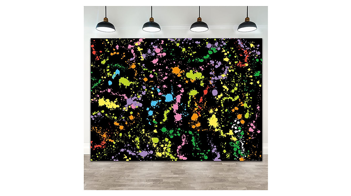 Colorful Paint Splash Backdrop for Party & Photography | 7x5ft Neon Art
